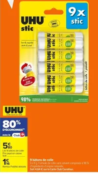 9 bâtons de colle UHU stic