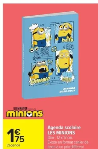 Agenda scolaire LES MINIONS