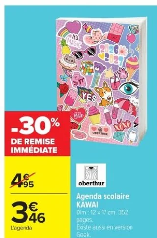Agenda scolaire KAWAI oberthur
