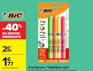 BIC 8 surligneurs "Highlighter grip"