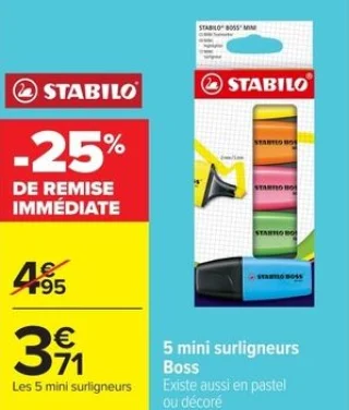 STABILO 5 mini surligneurs Boss