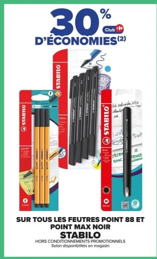 Feutres Stabilo Point 88 et Point Max noir