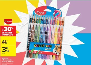Maped Color'Peps Animals 12 feutres + 15 crayons de couleurs "Animals"