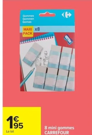 Carrefour 8 mini gommes