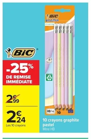 Bic 10 crayons graphite pastel "Evolution"