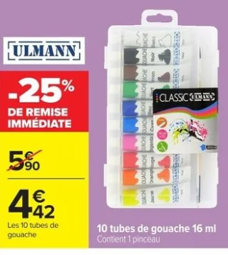 10 tubes de gouache 16 ml Ulmann