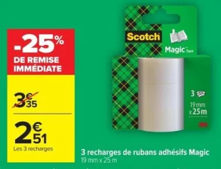 3 recharges de rubans adhésifs Magic Scotch