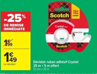 Dévidoir ruban adhésif Crystal Scotch