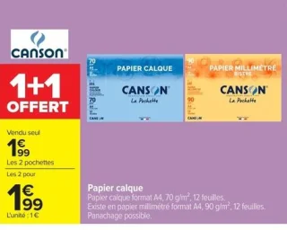 Papier calque ou papier millimétré Canson