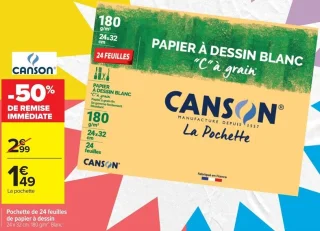 Papier à dessin blanc "C" à grain Canson La Pochette