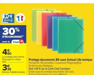 Protège-documents 80 vues School Life tonique Oxford