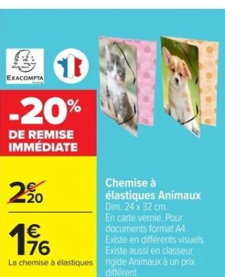 Chemise à élastiques Animaux Exacompta