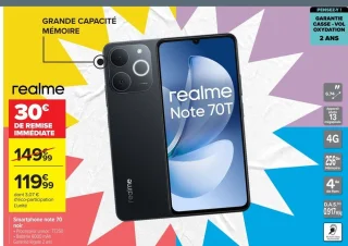 Smartphone realme Note 70 noir