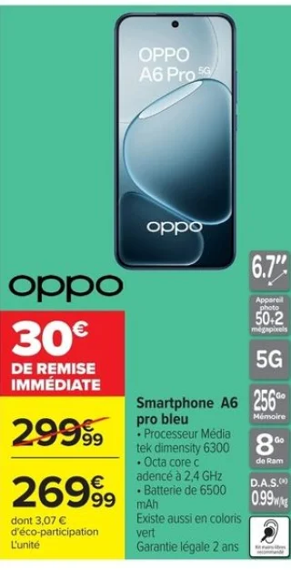 Smartphone Oppo A6 Pro Bleu