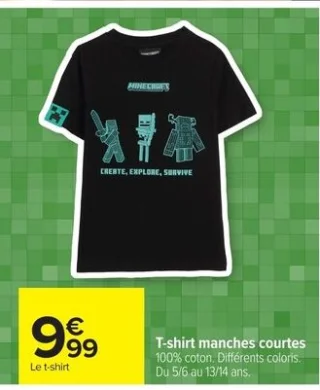 T-shirt manches courtes Minecraft