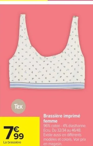 Brassière imprimé femme Tex