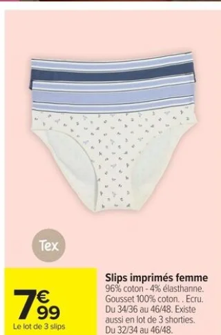 Slips imprimés femme Tex