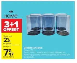 Gobelet Luna bleu Carrefour HOME