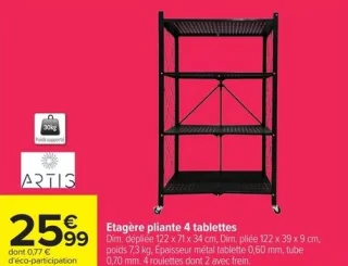 Etagère pliante 4 tablettes