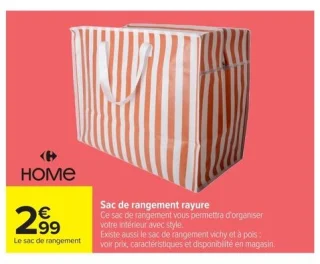 Sac de rangement rayure Carrefour HOME