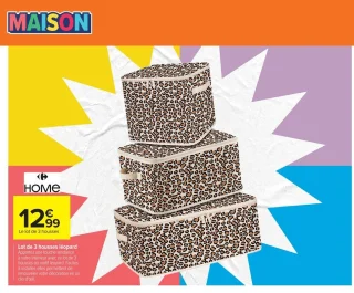 Lot de 3 housses léopard Carrefour HOME