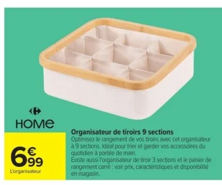 Organisateur de tiroirs 9 sections Carrefour Home