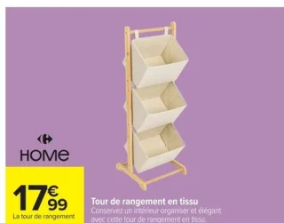 Tour de rangement en tissu Carrefour Home
