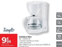 Cafetière filtre Simpl SCM125-24
