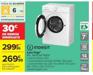 Lave linge Indesit IMA762MYTIMEFR