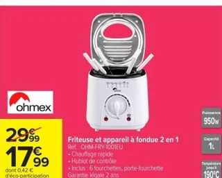 Friteuse et appareil à fondue 2 en 1 Ohmex