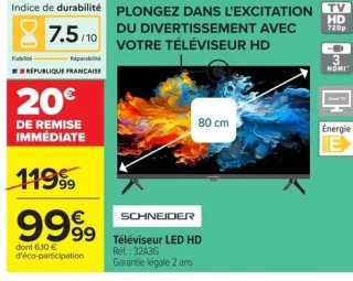 Téléviseur LED HD Schneider