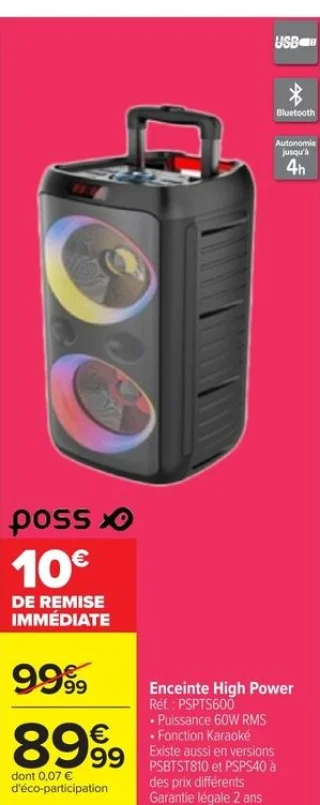 Poss Enceinte High Power PSPTS600