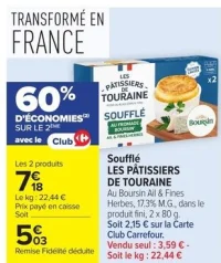 Soufflé LES PÂTISSIERS DE TOURAINE Au Boursin Ail & Fines Herbes