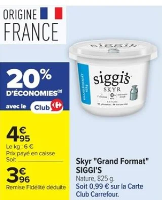 Skyr "Grand Format" SIGGI'S Nature, 825 g.