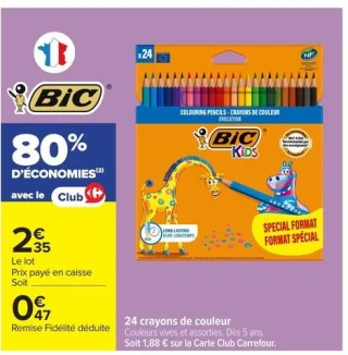 24 crayons de couleur Bic Kids