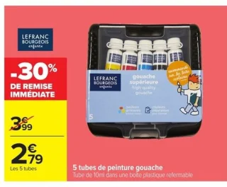 Lefranc Bourgeois 5 tubes de peinture gouache