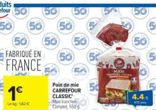 Pain de mie CARREFOUR CLASSIC' Maxi tranches, Complet