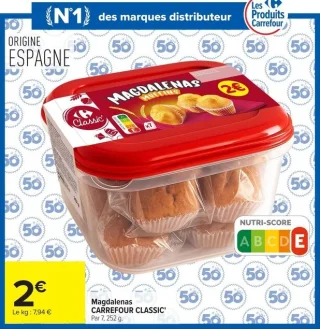 Magdalenas CARREFOUR CLASSIC' Par 7, 252 g.