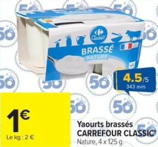 Yaourts brassés CARREFOUR CLASSIC Nature