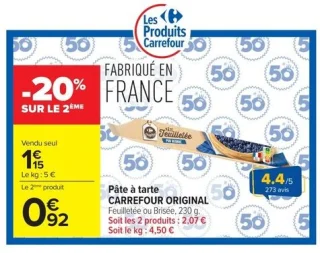 Pâte à tarte CARREFOUR ORIGINAL