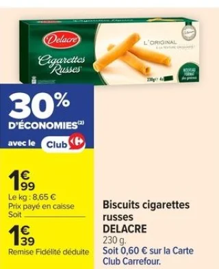 Biscuits cigarettes russes DELACRE