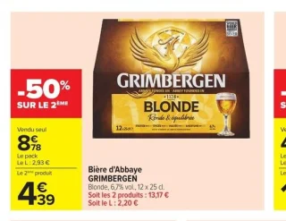 Bière d'Abbaye GRIMBERGEN Blonde