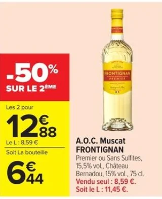 A.O.C. Muscat FRONTIGNAN Premier ou Sans Sulfites