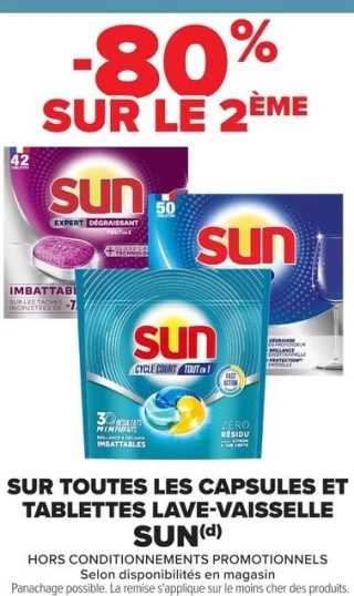 Tablettes ou Capsules Lave-Vaisselle Sun