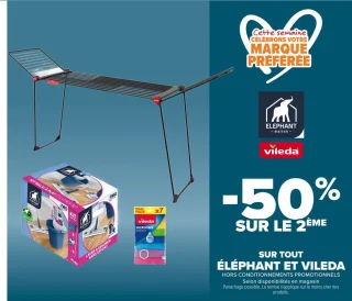 Gamme d'accessoires de ménage Éléphant et Vileda