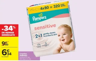 Lingettes Pampers Sensitive ou 99% Water