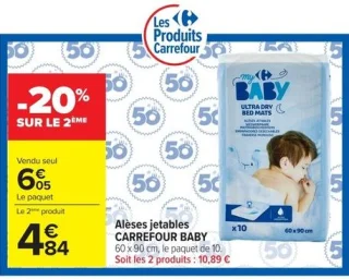 Alèses jetables Carrefour Baby