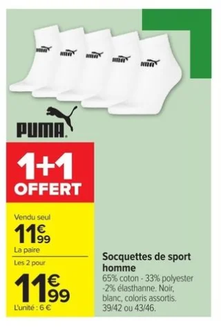 Socquettes de sport homme Puma