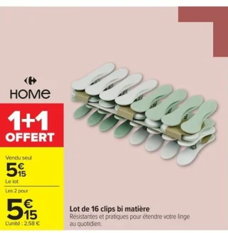 Lot de 16 clips bi matière