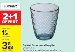 Luminarc Gobelet forme haute Pampille